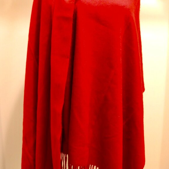 $985 XL LONG HOLLAND & SHERRY 100% CASHMERE RED SCARF WRAP SHAWL Scotland 29x 75 - Picture 4 of 12